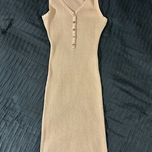 Sleeveless Beige Knit Dress